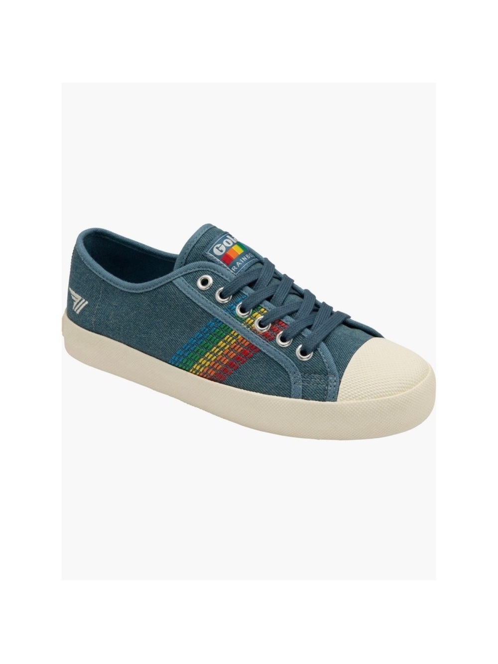 Gola Coaster Rainbow Stitch Denim Multi Canvas Vegan Sneakers Womens Size 8